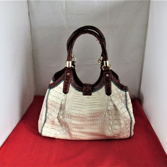 Brahmin Elisa Pearl Presley Embossed Leather Satchel - Picture 13 of 16